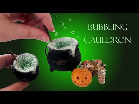 I made miniature bubbles for my witch's cauldron! - YouTube Cauldron Bubbles, Dollhouse Crafts, Halloween Dollhouse, Magical Potion, Witch's Cauldron, Witchs Cauldron, Second Hand Stores, Fairy Garden, Dollhouse Miniatures