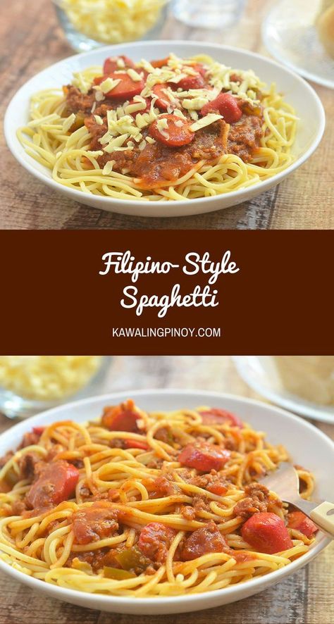 Filipino Style Spaghetti, Italian Bolognese, Filipino Spaghetti, Phillipino Food, Banana Ketchup, Filipino Food Dessert, Filipino Style, Midday Snack, Spaghetti Recipes