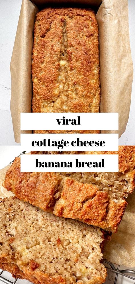 This Cottage Cheese Banana Bread is higher in protein and lower in sugar than your typical banana bread. You wont have to sacrifice flavor for health when it comes to this recipe! Cottage Cheese Banana, Cottage Cheese Recipes Healthy, Cottage Cheese Desserts, Bread To Make, Delicious Banana Bread, Postre Keto, Cottage Cheese Recipes, Almond Flour Recipes, Cheese Dessert