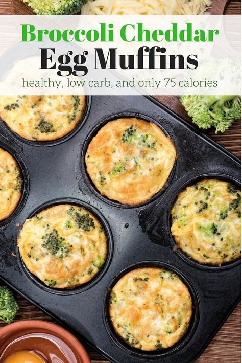 The best make ahead egg muffins packed with broccoli and cheddar cheese. Easy to make, healthy, and freezer friendly. These are the perfect breakfast, lunch, or snack on the go. #breakfast #snack #freezerfriendly #kidfriendly #makeahead #quickandeasy Broccoli Cheddar Egg Muffins, Cheddar Egg Muffins, Egg Muffins Healthy, Portable Breakfast, Egg Muffins Recipe, Group Recipes, Slender Kitchen, Egg Muffins Breakfast, Ww Breakfast