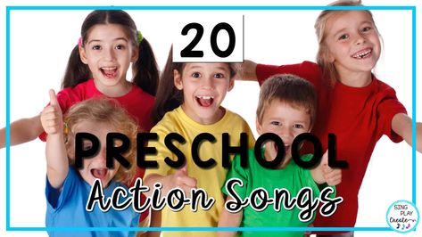 20 preschool music and movement action songs for circle time, music and movement class, and PreK as well as Kindergarten activities. Songs For Circle Time, Preschool Action Songs, Classroom Management Songs, Movement Songs, Children Songs, Classroom Songs, Abc Phonics, Action Songs For Kindergarten, Toddler Songs With Actions