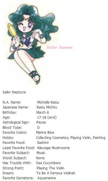 Sailor Neptune info - "Sailor Moon" Sailor Neptune Outfit, All Sailor Moon Characters With Names, Sailor Moon Neptune, Uranus Neptune Sailor Moon, Sailor Moon Neptune And Uranus Art, Sailor Moon Outer Senshi, Outer Senshi, Moon Kingdom, Naoko Takeuchi