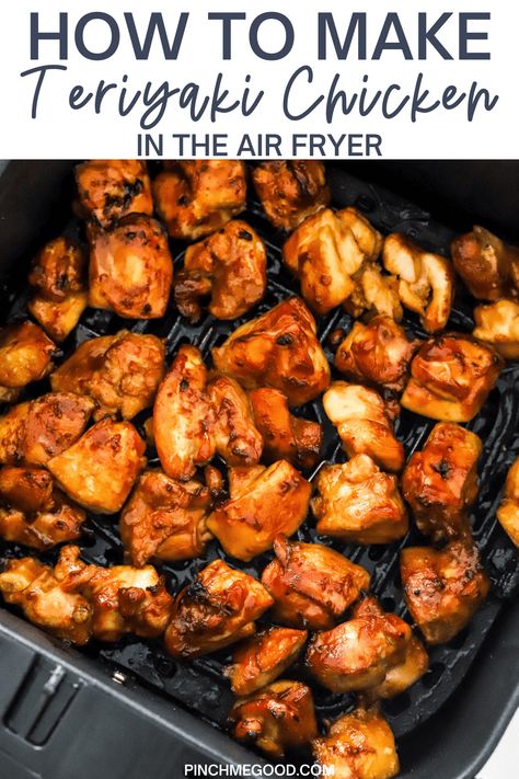 This is the best Air Fryer Teriyaki Chicken that cooks in under 15 minutes for an easy weeknight meal everyone will love! Juicy, succulent chicken tossed and perfectly cooked in a sticky, flavorful teriyaki sauce. Low-carb and gluten-free. Teriyaki Chicken Stir Fry Instant Pot, Easy Teriyaki Chicken Air Fryer, Teriyaki Chicken Bites Air Fryer, Chicken Teriyaki Recipe Air Fryer, Chicken Teriyaki Air Fryer, Teriyaki Chicken In Air Fryer, Teriyaki Chicken Air Fryer Recipes, Air Fryer School Lunch Ideas, Chinese Chicken Recipes Air Fryer