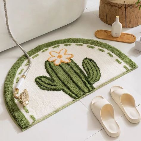 Tufting Workshop, Cactus Bathroom, Tufting Rug, Boho Bath Mat, Rug Tufting, Bedroom Mats, Dorm Living Room, Needle Crafts, Workshop Ideas