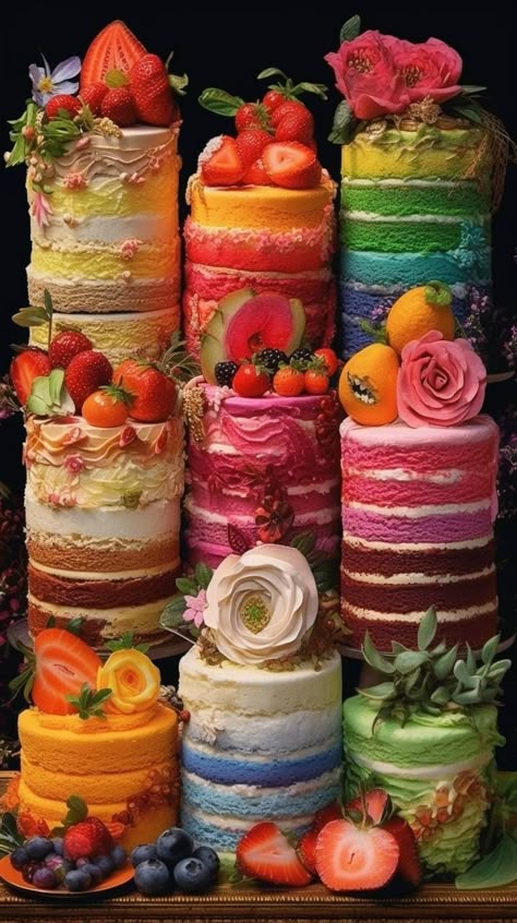 Colorful Food, Crazy Cakes, Food Wallpaper, Take The Cake, Fancy Cakes, Creative Cakes, Beautiful Food, Cake Art, Pretty Food