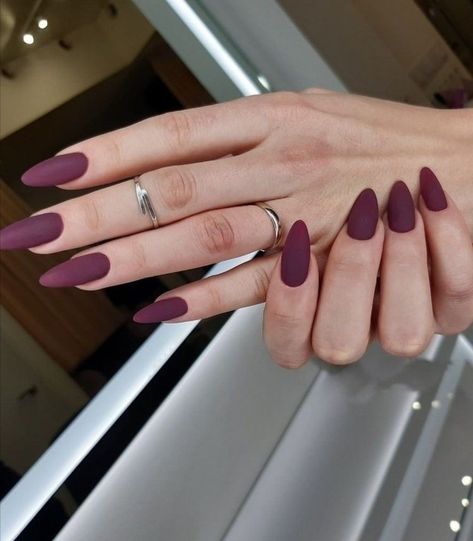 Matte Almond Nails, Matte Purple Nails, Matted Nails, Plum Nails, Cow Nails, Stylish Nails Designs, Matte Nails Design, Blush Nails, Cute Gel Nails