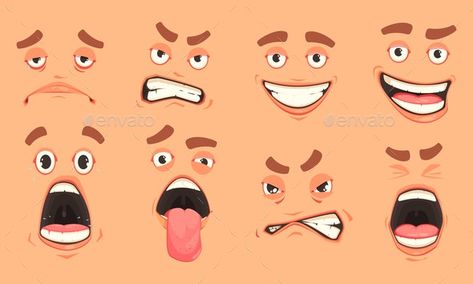 Cartoon Men Mouth Set by macrovector | GraphicRiver Funny Cartoon Faces, Cartoon Mouths, Cartoon Men, Realistic Eye Drawing, Eye Expressions, Cartoon Body, Mouse Illustration, Adobe Animate, Boy Character