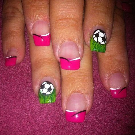 Soccer Mom Nails, Soccer Ball Nails, Soccer Nails Design Sports, Soccer Nails Design Mom, Soccer Ball Nails Designs, Soccer Nail Art, Soccer Ball Nail Art, Soccer Nails Design, Acrylic Nails Football Design