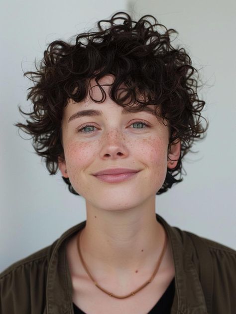 Curly Pixie Oval Face, Curly Pixie Round Face, Round Face Short Curly Hair, Pixie Hairstyles Curly Hair, Pixie Cut For Curly Hair, Short Haircuts Curly Hair, Curly Pixie Haircut, Curled Pixie Cut, Pixie Cut Curly Hair