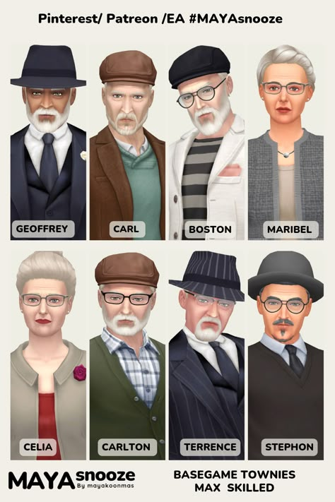 Download from Patreon/ EA Gallery #MAYAsnooze Ts4 Elder Cc, Elder Sims 4 Cc, Sims 4 Cc Elder, Sims 4 Townies, Sims4 Lookbook, Sims Four, Sims 4 Cas, Sims 4 Clothing, Sims Mods