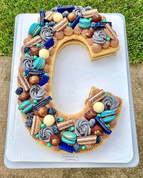 C Cake Letter, Letter C Cupcake Cake, Number And Letter Cakes, Letter Cookie Cake, Oreo Letter Cake, Cookie Cake Letter, Chocolate Whipped Cream Frosting, Cake Lettering, Chocolate Whipped Cream