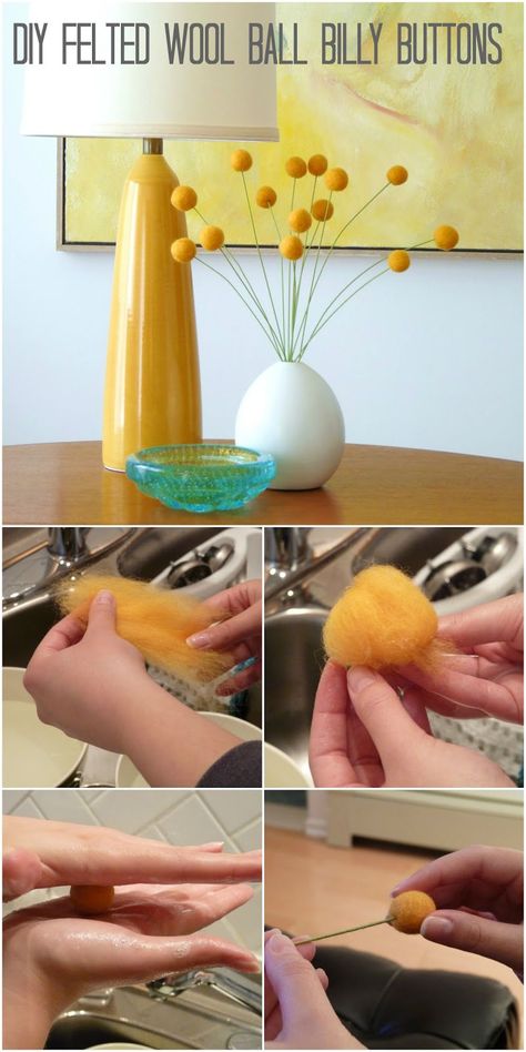 Dans le Lakehouse: DIY Felted Wool Ball "Billy Buttons" Felted Wool Balls, Felt Wool Ball, Felt Flowers Diy, Holiday Garland, Billy Buttons, Diy Wool, Felted Wool Crafts, Ball Garland, Holiday Garlands