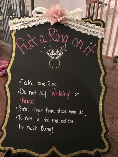 Put a ring on it game Bridal Shower Prizes, Shower Prizes, Bridal Shower Inspo, Fun Bridal Shower Games, Couples Bridal Shower, Bridal Shower Planning, Bridal Shower Inspiration, Bridal Bachelorette Party, Wedding Shower Games