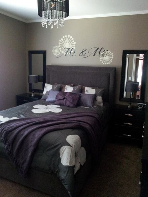 Perfect for the newly wed couple! Beautiful Bedrooms For Couples, Couple Bedroom Design, Romantic Bedroom Design, Bedroom Designs For Couples, Bedrooms For Couples, Bedroom Decor Gray Walls, Bedroom Decor Gray, Couple Room, Purple Bedrooms