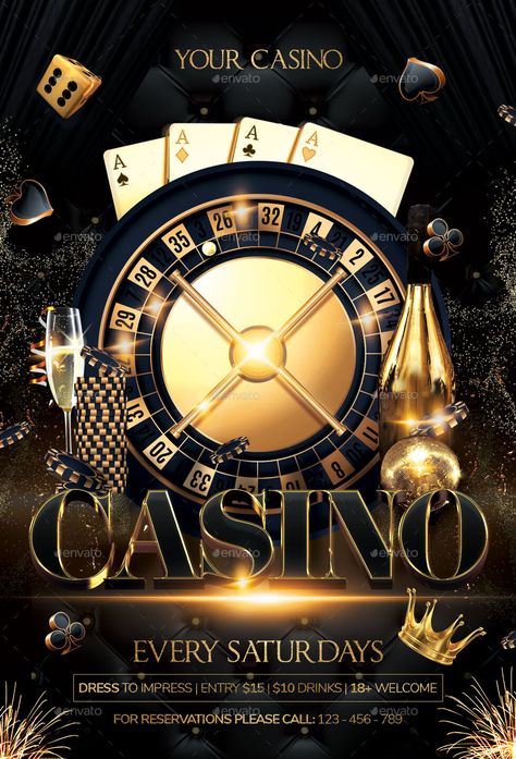 Casino Flyer Preview - GraphicRiver Poster Template Free, Casino Night, Poster Template, Flyer Template, Casino