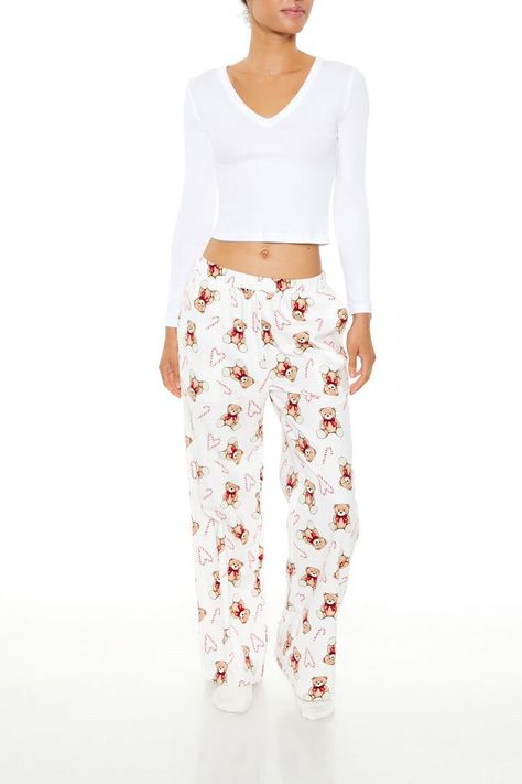 Teddy Bear Wide-Leg Pajama Pants Holiday Fashion, Pajama Pants, Pajamas, Wide Leg, Teddy Bear, Pants, Trousers