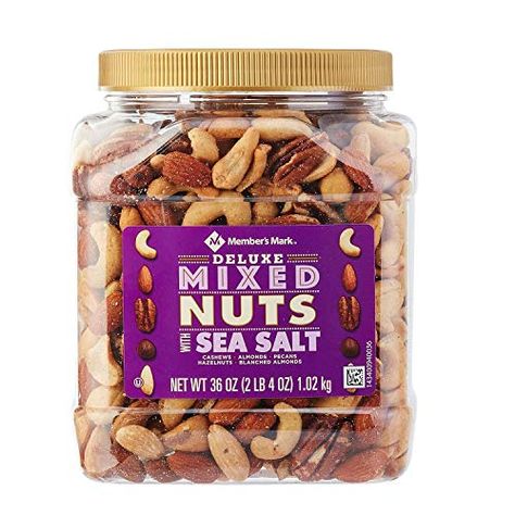 Member's Mark Deluxe Roasted Mixed Nuts With Sea Salt (34 Oz.) Trail Mix Packaging, Kosher Diet, Blanched Almonds, Members Mark, Cacao Nibs, Roasted Almonds, Mixed Nuts, Natural Vitamins, Sam's Club