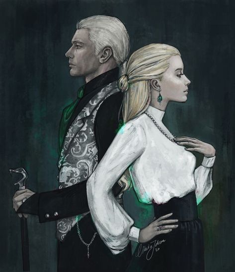 Lucius And Narcissa, Harry Potter Fanları, Narcissa Malfoy, Malfoy Family, Draco Malfoy Fanart, Harry Potter Illustrations, Lucius Malfoy, Harry Potter Artwork, Harry Potter Drawings