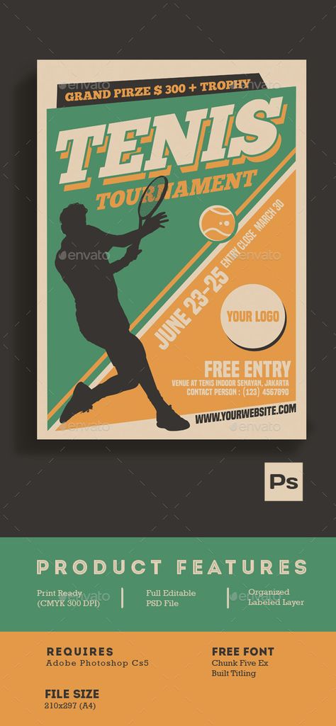 Tenis Tournament Vintage Style by Muhamadiqbalhidayat Tenis Tournament Vintage Style Vintage style and unique flyer, poster, invitation design for your next Sport Tournament. Easy to m Vintage Olympic Posters, Vintage Sport Poster, Sport Tournament Poster, Sports Tournament Poster, Poster Title Design, Tennis Tournament Poster, Sports Event Poster, Sport Event Poster, Tournament Flyer Design