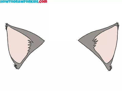 How to Draw Wolf Ears - Easy Drawing Tutorial For Kids Wolf Ears Diy, Wolf Ears Drawing, Animal Ears Drawing, How To Draw Wolf, Draw Wolf, Ears Drawing, Draw A Wolf, Wolf Ears And Tail, How To Draw Ears