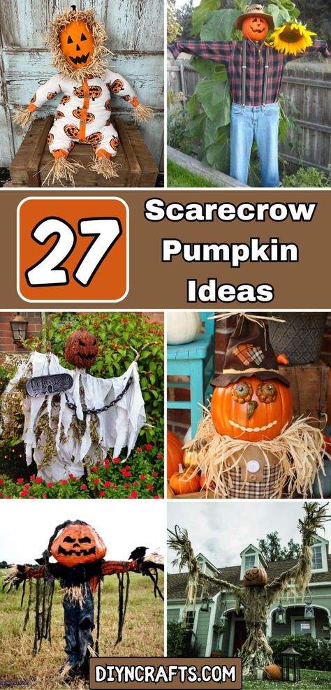 27 Scarecrow Pumpkin Ideas Scarecrow Cake, Scarecrow Painting, Scarecrow Pumpkin, Scarecrow Doll, Diy Scarecrow, Scarecrow Crafts, Paper Mache Pumpkins, Scarecrow Costume, Creepy Pumpkin