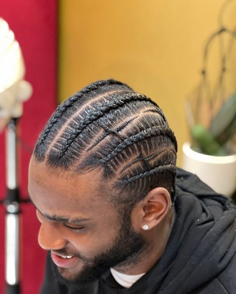 Cornrows With Star Design, Cornrow Hairstyles For Men Full Head, Brent Faiyaz Braids, Mens Braids With Fade, Single Braids For Men, Cornrows Designs, Cornrow Braids Men, Braids For Men, Braids With Fade