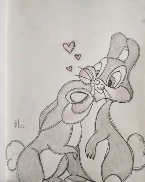 Thumper And Miss Bunny Drawing, Be My Valentine Drawings, Drawing For Love Letter, Oldies Love Drawings, Will You Be My Valentine Drawing, Disney Character Drawings Sketches, Disney Couple Drawings, Pictures To Draw For Boyfriend, Cute Drawings For Him Boyfriends