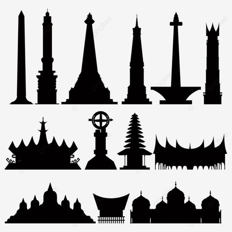 Architecture Monument, Building Png, Silhouette Architecture, Monument Architecture, Indonesian Flag, Borobudur Temple, 17 Agustus, Landmark Buildings, Unity In Diversity