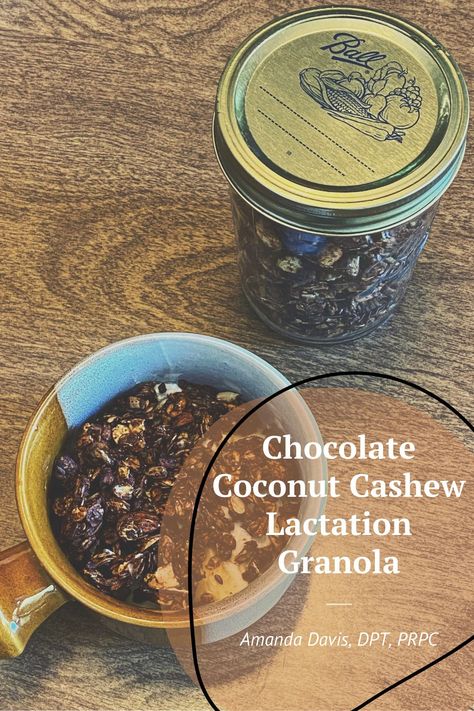 This chocolate coconut cashew granola has all the right ingredients to make it perfect for promoting lactation while also being tasty enough for the whole family to enjoy. Eat it as cereal, stirred into yogurt, or on top of ice cream if you’re feeling feisty. Completely customizable, this is a recipe you’re going to come back to again and again. Cashew Granola, Lactation Granola, Cocoa Krispies, Breastfeeding Foods, Lactation Recipes, Granola Recipe, Cocoa Nibs, Milk Production, Balls Recipe