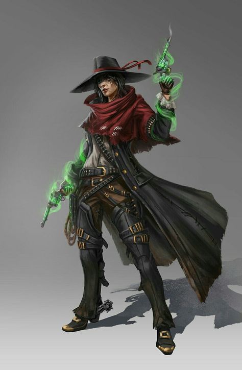 Magic Gunslinger, Gunslinger Dnd Male, Medieval Cowboy, Cowboy Wizard, Gothic Dnd, Dnd Cowboy, Undead Cowboy, Cowboy Witch, Magic Cowboy