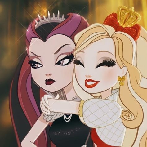 Apple White Icon, Halloween Duos, Lizzie Hearts, Duo Costumes, Best Friends Cartoon, Raven Queen, Friend Cartoon, Apple White, Cartoon Profile Pics