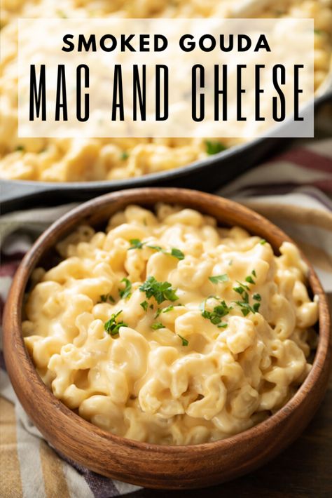 Just when you thought mac and cheese couldn't get any better, I present you with this incredible recipe for Smoked Gouda Mac and Cheese. Made with homemade smoked Gouda, it's a quick and easy mac and cheese you cook on your stove top, making it a great weekday dinner option! Homemade Gouda Mac And Cheese Recipe, Mac And Cheese Recipe With Gouda, Different Mac And Cheese Recipes, Baked Gouda Mac And Cheese, Mac And Cheese Recipe Gouda, Recipes With Gouda Cheese, Smoked Gouda Mac And Cheese Recipe, Gouda Mac And Cheese Recipe, Gouda Cheese Recipes