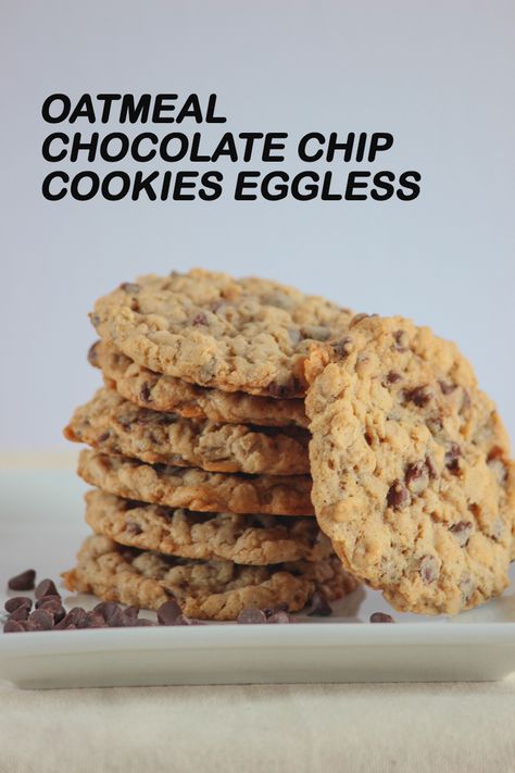 Eggless Oatmeal Chocolate Chip Cookies, Eggless Oats Cookies, Oatmeal Cookies Eggless, Chocolate Chip Cookies Eggless, Eggless Oatmeal Cookies, Oatmeal Chocolate Chips, Oat Chocolate Chip Cookies, Cookies Eggless, Oat Cookie Recipe