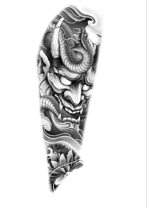 Cold Tattoo Ideas For Men, Oni Mask Forearm Tattoo, Tato Koi, Oni Tattoo Sleeve, Samurai Tattoo Forearm, Japanese Tattoo Forearm, Realistic Tattoo Design Ideas, Japanese Oni Tattoo, Japanese Samurai Tattoo Design