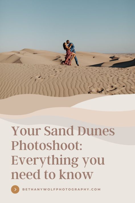 Everything that you need to know to plan your sand dunes engagement photos or your sand dunes elopement seamlessly. This blog goes over the top 13 best sand dunes to visit in the United States, when to visit the sand dunes, and what you should wear to sand dunes for your engagement photos or elopement. Sand Dunes Outfit, Dunes Photoshoot, Sand Dunes Elopement, Sand Dunes Engagement Photos, Sand Dunes Photoshoot, Myrtle Beach Skywheel, Arizona Elopement, Engagement Picture Outfits, Wolf Photography