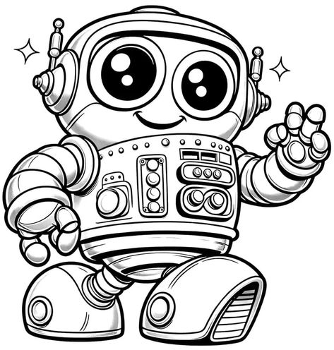 Robot Coloring Pages - 43 New Mechanized Friends to Color Robots Coloring Pages, Robot Coloring Pages, Simple Robot Drawing, Cartoon Robots Drawing, Robot Coloring, Toy Robot Drawing, Lds Crafts, Vintage Robots, School Coloring Pages