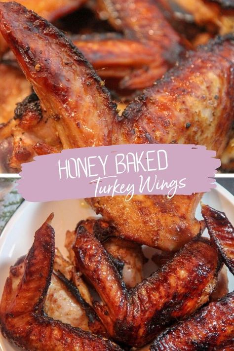 Honey Old Bay Turkey Wings, Honey Garlic Turkey Wings, Wings Recipes Oven, Honey Baked Turkey, Fried Turkey Wings, Fried Turkey Wings Recipe, Bake Turkey Wings Recipe, Wings Recipe Baked, Smoked Turkey Wings