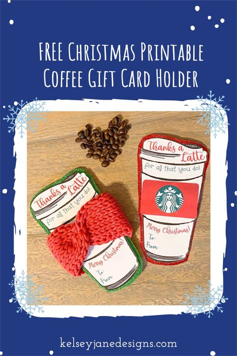 Looking for a last minute Christmas gift card holder? Well here it is! Perfect way to gift a Starbucks, Dunkin, or your favorite local coffee shop, gift card. Free to download and easy to print yourself, no cricut needed! Coffee Gift Card Printable, Starbucks Teacher Gift, Teacher Christmas Ideas, Quick And Easy Crochet Projects, Starbucks Gift Card Holder, Dunkin Donuts Gift Card, Coffee Gift Card Holder, Free Starbucks Gift Card, Free Christmas Printable