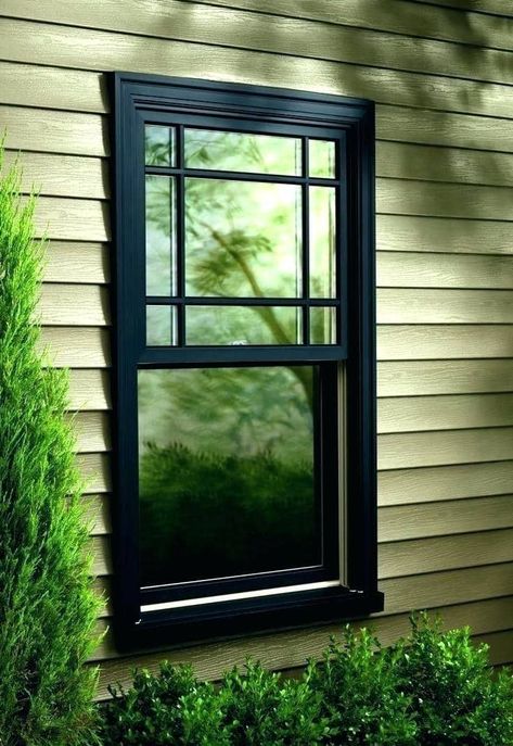 Tips for Painting Vinyl Windows - Dengarden - Home and Garden Painting Vinyl Windows, Exterior Window Trim Ideas, Vinyl Window Trim, Interior Window Trim, Wood Siding Exterior, Black Window Frames, Best Exterior Paint, Exterior Window, Window Trim Exterior