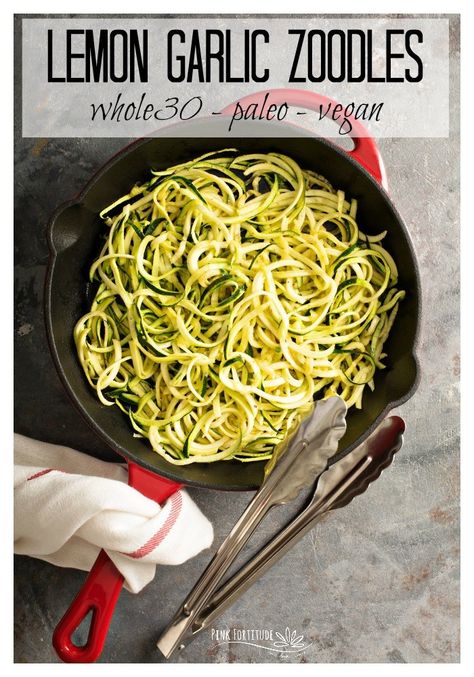 If your summer harvest is exploding with zucchinis, these Lemon Garlic Zoodles are going to be your favorite go-to recipe. The lemon and garlic really make the flavor pop. This super healthy zucchini noodle recipe is Whole30, Paleo, and Vegan. PS - it only takes 10 minutes to make! Zucchini Noodle Recipes Vegan, Garlic Zoodles, Zucchini Noodle Recipe, Zucchini Noodle Recipes Healthy, Zucchini Noodle, Zucchini Noodle Recipes, Zoodle Recipes, Noodle Recipe, Healthy Zucchini