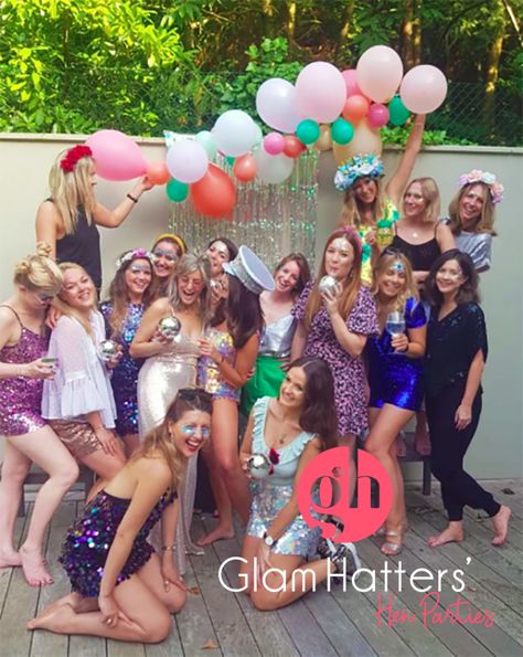 Our Glam Hatter Glitter Girls love to make your hen party sparkle! Choose from a creative collection of chunky glitters, gems, sequins and paint from your glitter station. Our gorgeous glitter artists love to create a work of art which reflects your personality. Go wild with colour, monochrome for a fashion forward look or have fun with a shooting star. Sequin Hen Do Outfits, Sparkle Hens Party, Bachella Party Ideas, Glitter Hen Party, Glitter Hens Party, Festival Hen Party, Pj Party Ideas, Hen Do Themes, Glitter Station