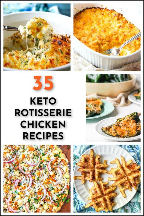 collage of keto recipes using rotisserie chicken and text Keto Rotisserie Chicken Recipes, Rotisserie Chicken Recipes Leftover, Low Carb Pumpkin Recipes, Rotisserie Chicken Recipe, Recipes Using Rotisserie Chicken, Costco Chicken, Low Carb Healthy, Chicken Diet, Leftover Chicken Recipes