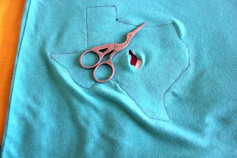 Reverse Applique: a tutorial | Sweet Verbena Reverse Applique Tutorial, Shirts With Holes, Applique Sweatshirt, Embroidery Tips, Embroidery Quilting, Applique Tutorial, Reverse Applique, Diy Sweatshirt, Embroidered Gifts