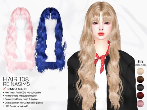 The Sims Resource - REINA TS4 HAIR 108T Hair Ts4, Mod For Sims 4, Sims 4 Hair Male, Ts4 Hair, Mesh Texture, Sims 4 Anime, Pelo Sims, Cc Sims4, Sims 4 Cc Folder