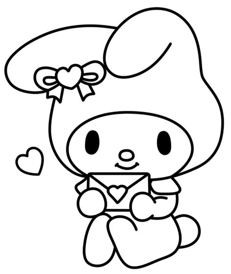 My Melody Holding Valentine Letter Coloring Page Sanrio Sketch, Valentine Letter, Valentines Day Drawing, Hello Kitty Colouring Pages, Valentines Day Coloring Page, Valentine Coloring Pages, Kitty Coloring, Valentines Day Coloring, Hello Kitty Coloring