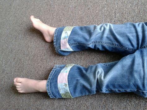 Extend Jeans Length, Making Jeans Longer, Fitting Jeans, Sewing Kids Clothes, Upcycle Jeans, Altering Clothes, Custom Kids, Jeans Diy, Project Inspiration