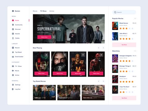 Movie Streaming Dashboard by Choirul Syafril Top Rated Movies, Movie Website, Ui Design Website, Movie Streaming, Dashboard Ui, Tv App, App Design Inspiration, Dashboard Design, Freelance Work