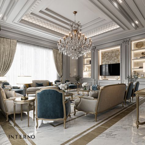 luxurious majlis on Behance House Design Classic, Ceiling Gypsum Design, Classic Interior Design Living Room, Classic House Interior Design, Gypsum Design, Luxury Ceiling Design, Bedroom Interior Design Luxury, Graphic Design Architecture, Ceiling Design Living Room