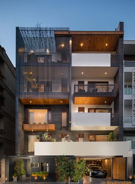 Home | Designnotion Apartemen Studio, 3 Storey House Design, House Architecture Styles, Facade Architecture Design, Residential Building Design, Small House Design Exterior, Modern House Facades, House Arch Design, Architect Design House