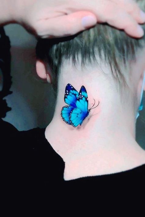 Yellow Butterfly Tattoo, Traditional Butterfly Tattoo, Realistic Butterfly Tattoo, Butterfly Neck Tattoo, Purple Butterfly Tattoo, Tatoo 3d, Black Butterfly Tattoo, Monarch Butterfly Tattoo, 3d Butterfly Tattoo